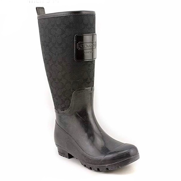 Coach Shoes - Coach Pearl Signature Jacquard Rubber Rain Boots